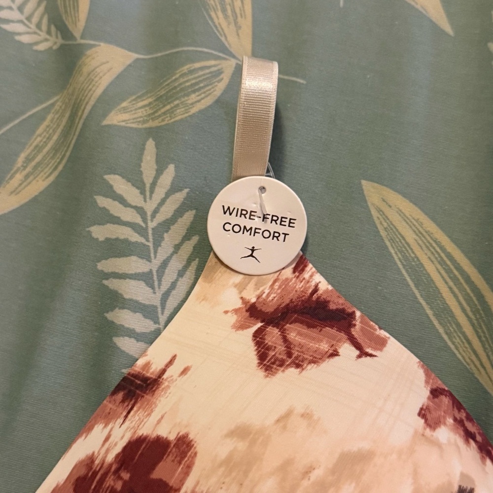 Danskin Brown and Cream Floral Bra Wire Free Size 34C - Picture 6 of 7